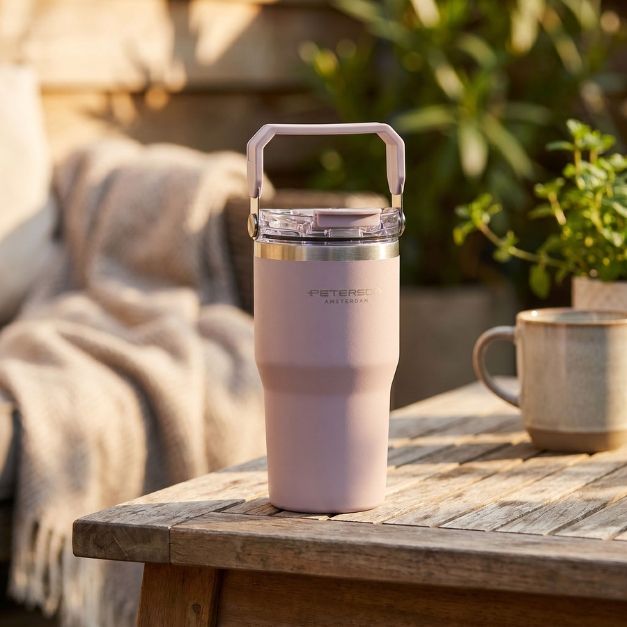 Hellvioletter Thermobecher aus Edelstahl mit einem Fassungsvermögen von 600 ml - Peterson – Bild 3