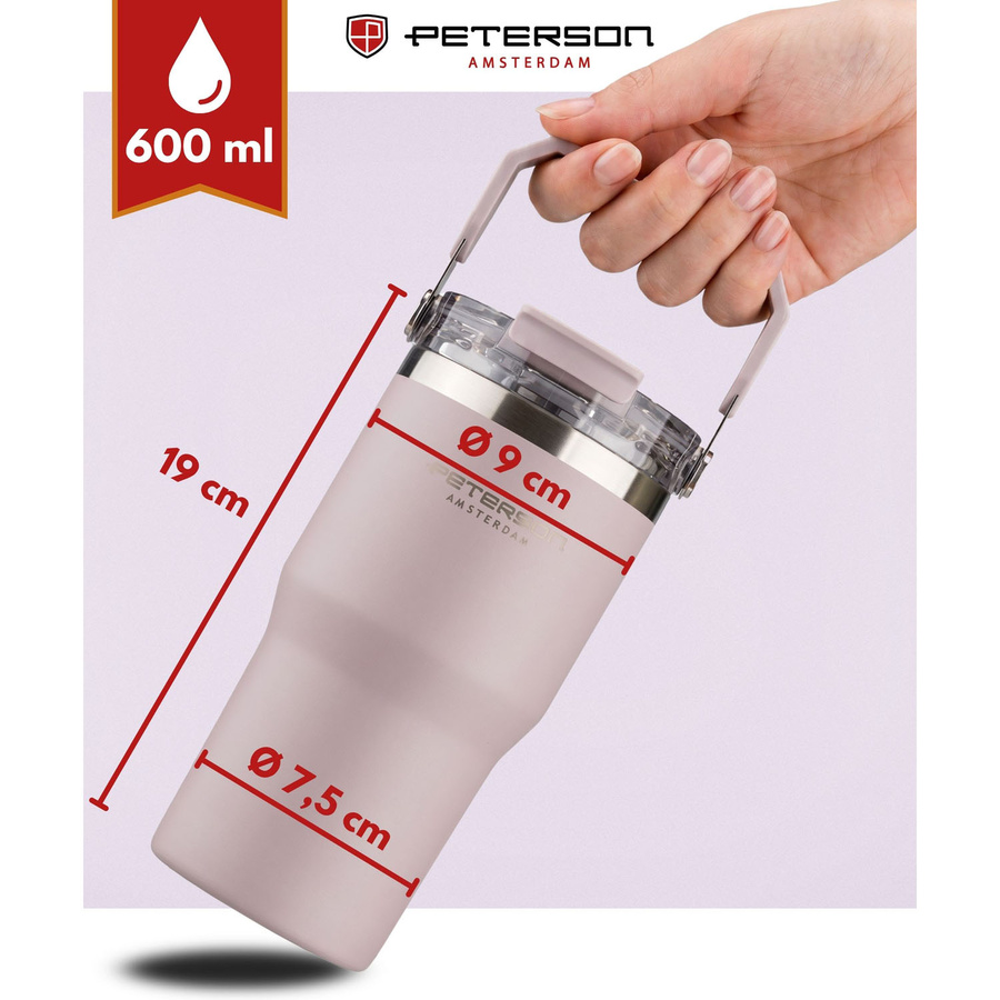 Hellvioletter Thermobecher aus Edelstahl mit einem Fassungsvermögen von 600 ml - Peterson – Bild 13