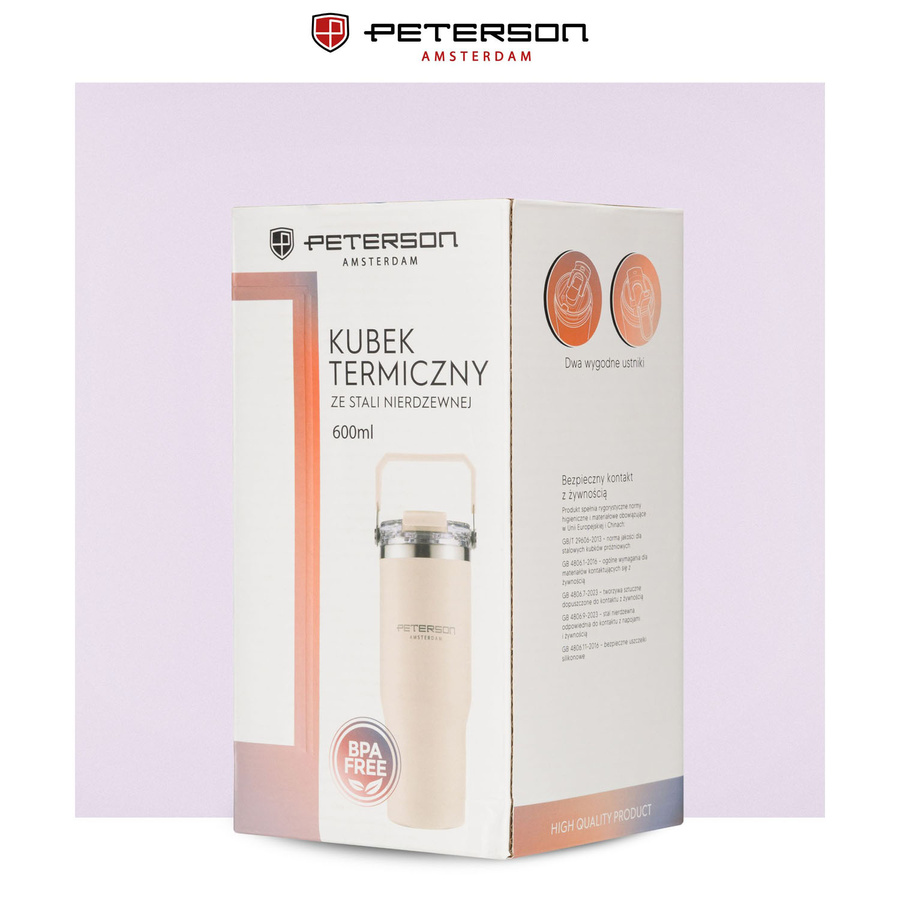 Hellvioletter Thermobecher aus Edelstahl mit einem Fassungsvermögen von 600 ml - Peterson – Bild 21