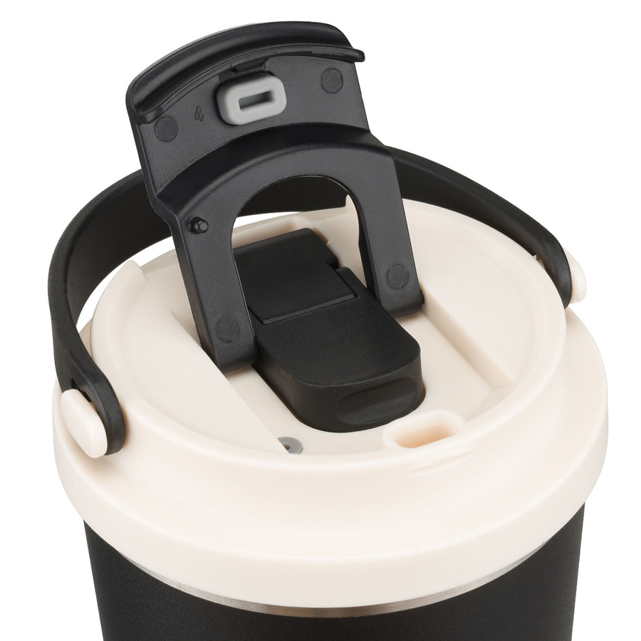 Schwarzer, praktischer Thermobecher aus Edelstahl mit praktischem Griff, Fassungsvermögen 560 ml - Peterson – Bild 13