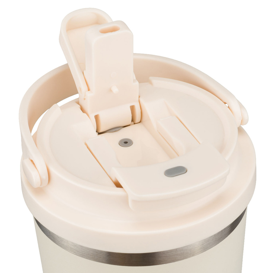 Praktischer Thermobecher aus Edelstahl in der Farbe Ecru mit praktischem Griff, Fassungsvermögen 560 ml - Peterson – Bild 10