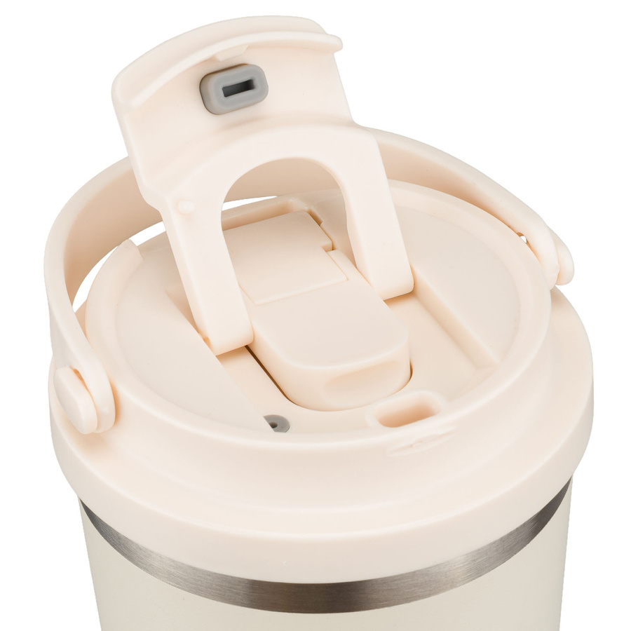 Praktischer Thermobecher aus Edelstahl in der Farbe Ecru mit praktischem Griff, Fassungsvermögen 560 ml - Peterson – Bild 11