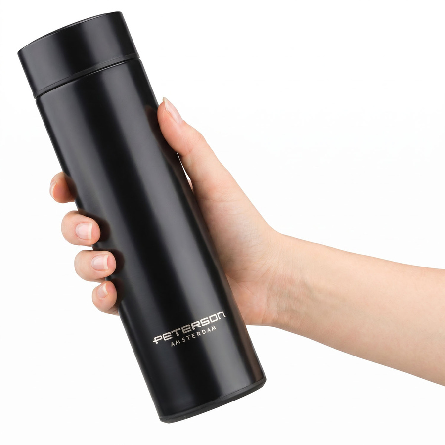 Thermosflasche für heiße Getränke aus Edelstahl in schwarzer Farbe - Peterson – Bild 5