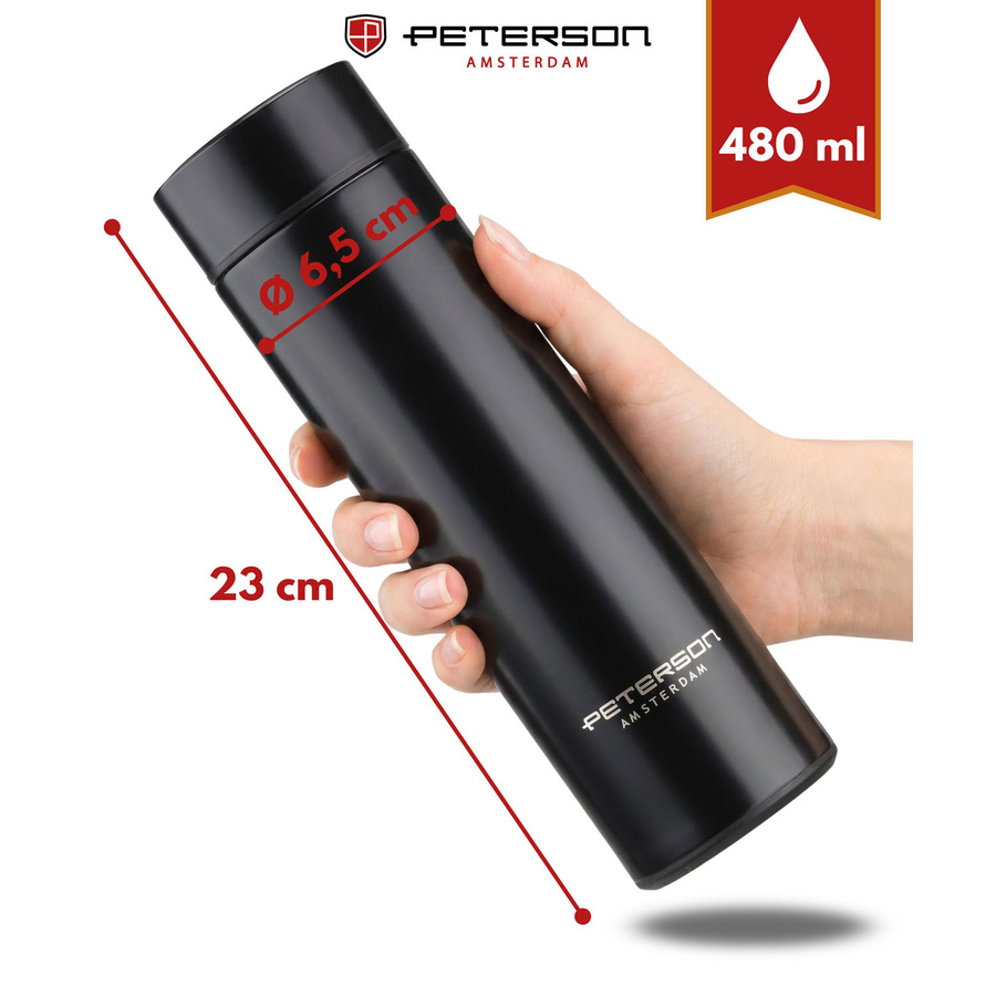 Thermosflasche für heiße Getränke aus Edelstahl in schwarzer Farbe - Peterson – Bild 6