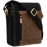 Ein-Kammer-Herrentasche aus Leder in Schwarz-Braun - Always Wild