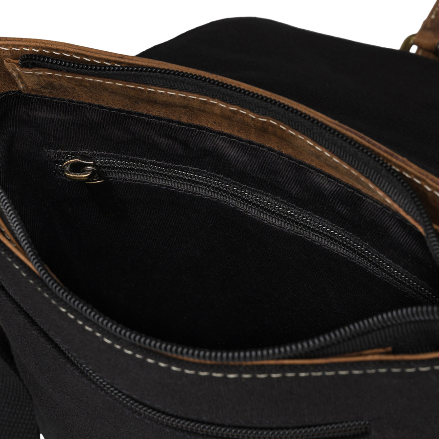 Städtische, aus Leder gefertigte Herren-Umhängetasche in Schwarz-Braun, verschließbar mit Reißverschluss und Magnetclip - Always Wild – Bild 9