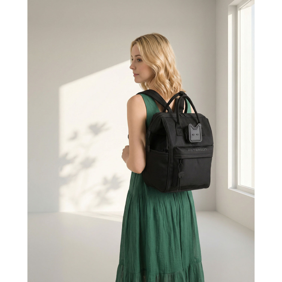 Damenrucksack mit Laptopfach, aus Polyester in Schwarz – Peterson – Bild 2