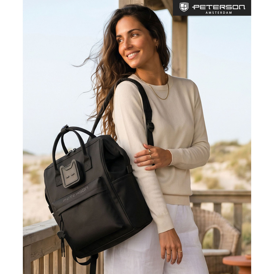 Damenrucksack mit Laptopfach, aus Polyester in Schwarz – Peterson – Bild 16