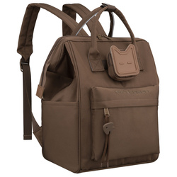 Brauner Damenrucksack mit Laptopfach, aus Polyester gefertigt und mit Reißverschluss verschließbar – Peterson