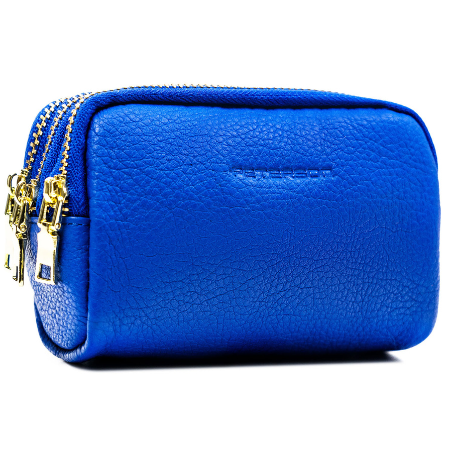Damen-Schlüsseltasche aus Echtleder in Blau, dreiteilig - Peterson