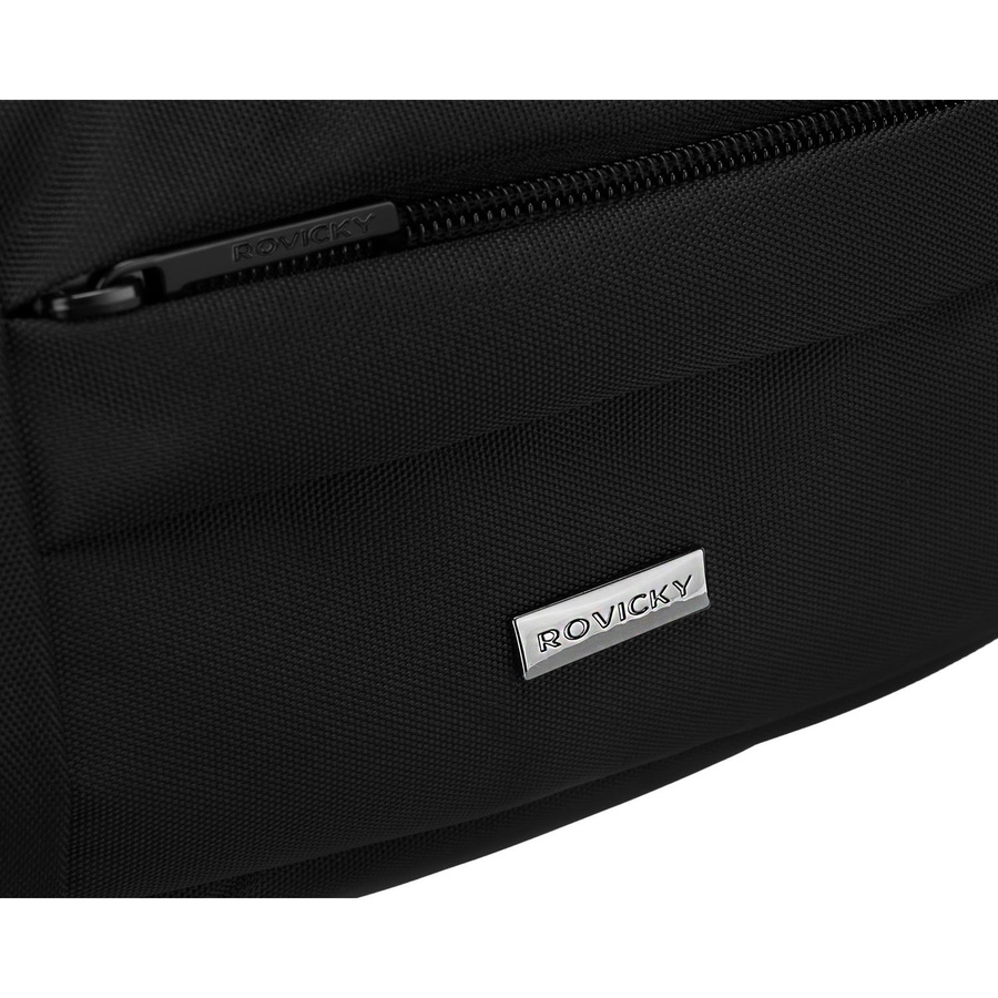 Praktische, geräumige Herren-Gürteltasche aus Polyester in Schwarz, aufgehängt an einem verstellbaren Gürtel - Rovicky – Bild 7