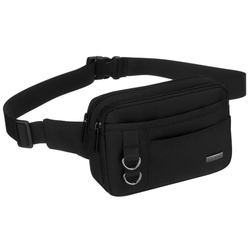 Praktische Herren-Gürteltasche aus Polyester in Schwarz, aufgehängt an einem verstellbaren Gürtel – Rovicky
