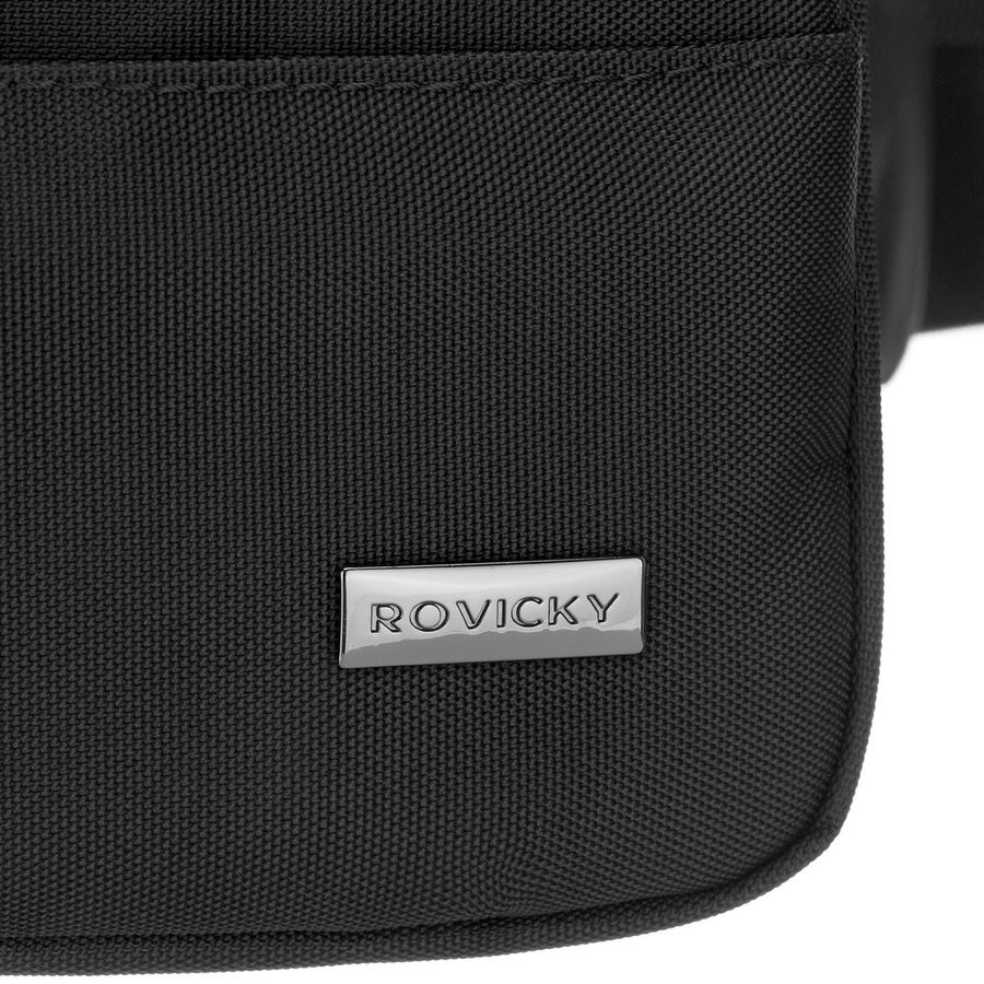 Praktische Herren-Gürteltasche aus Polyester in Schwarz, aufgehängt an einem verstellbaren Gürtel - Rovicky – Bild 6