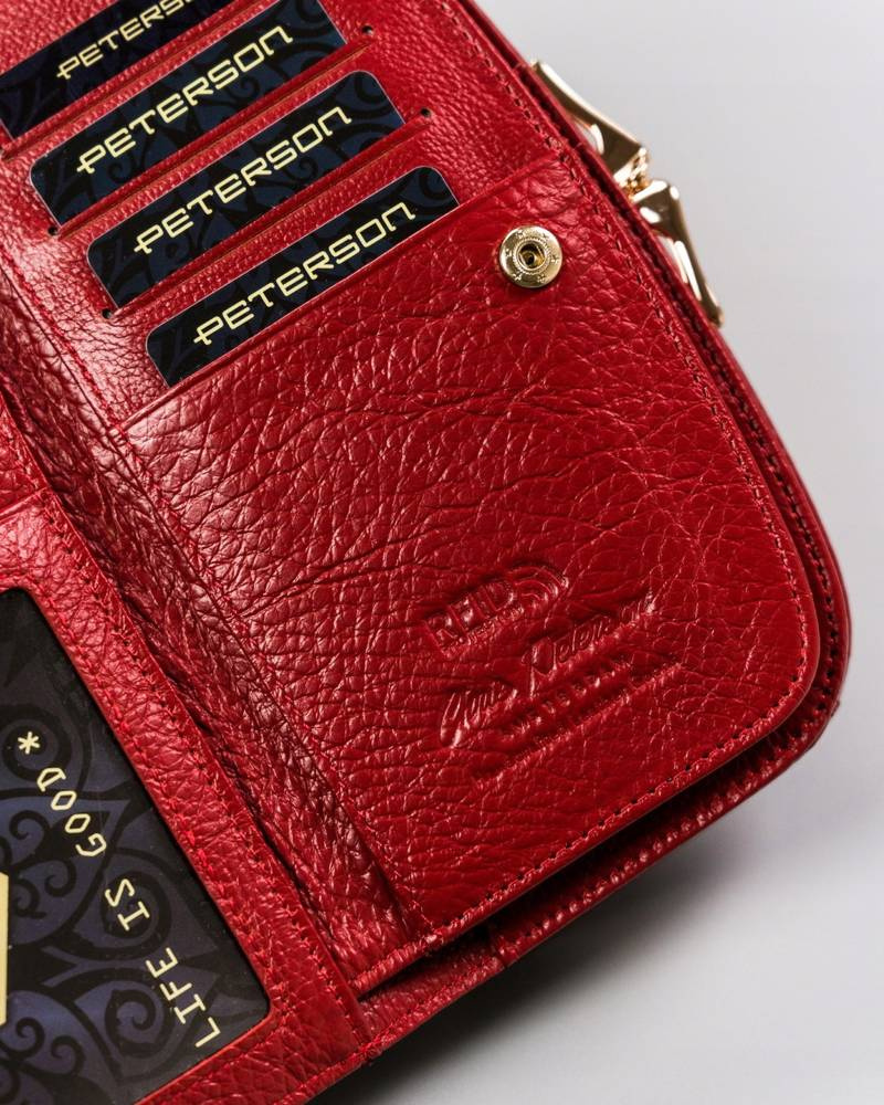 Große Damen Geldbörse aus Leder mit Bügelverschluss und Druckknopf – Peterson – Bild 12