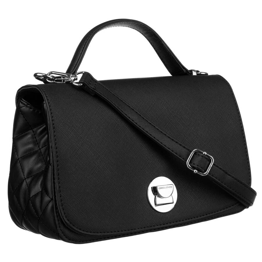 Elegante schwarze Crossbody-Handtasche mit gesteppter Seitenpartie - David Jones