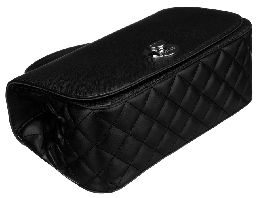 Elegante schwarze Crossbody-Handtasche mit gesteppter Seitenpartie - David Jones – Bild 4