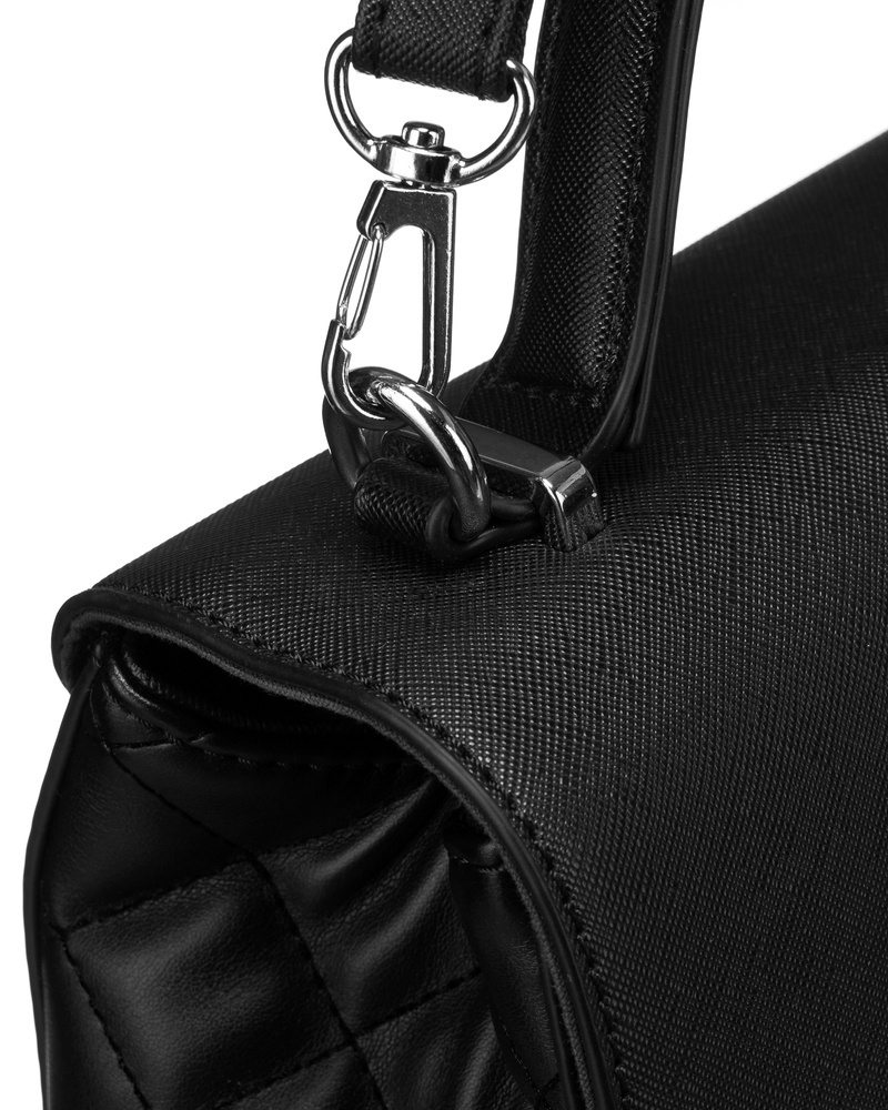 Elegante schwarze Crossbody-Handtasche mit gesteppter Seitenpartie - David Jones – Bild 5