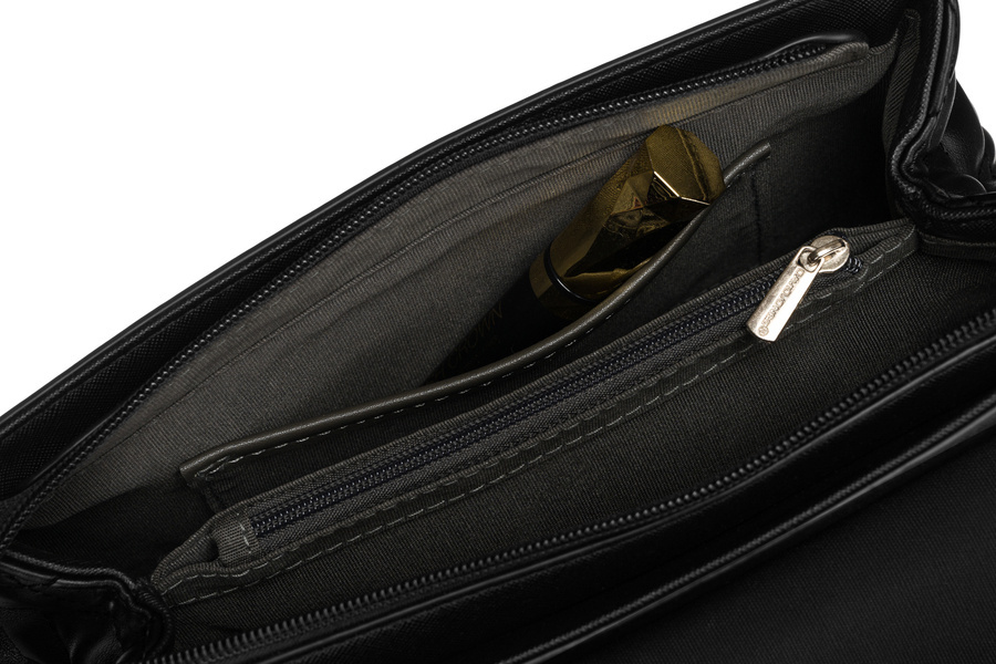 Elegante schwarze Crossbody-Handtasche mit gesteppter Seitenpartie - David Jones – Bild 7