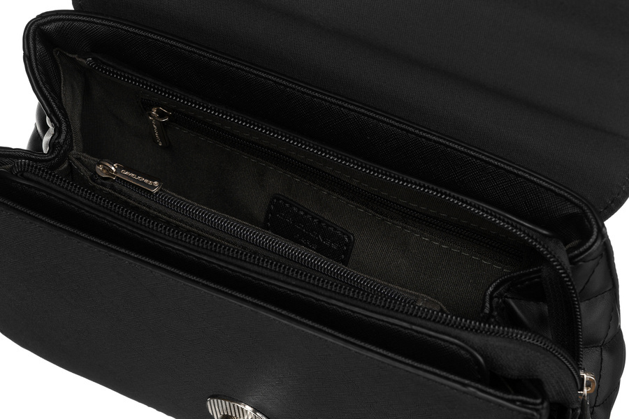 Elegante schwarze Crossbody-Handtasche mit gesteppter Seitenpartie - David Jones – Bild 8