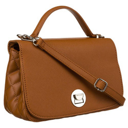Karamellfarbene Damenhandtasche Crossbody mit silbernen Beschlägen – David Jones