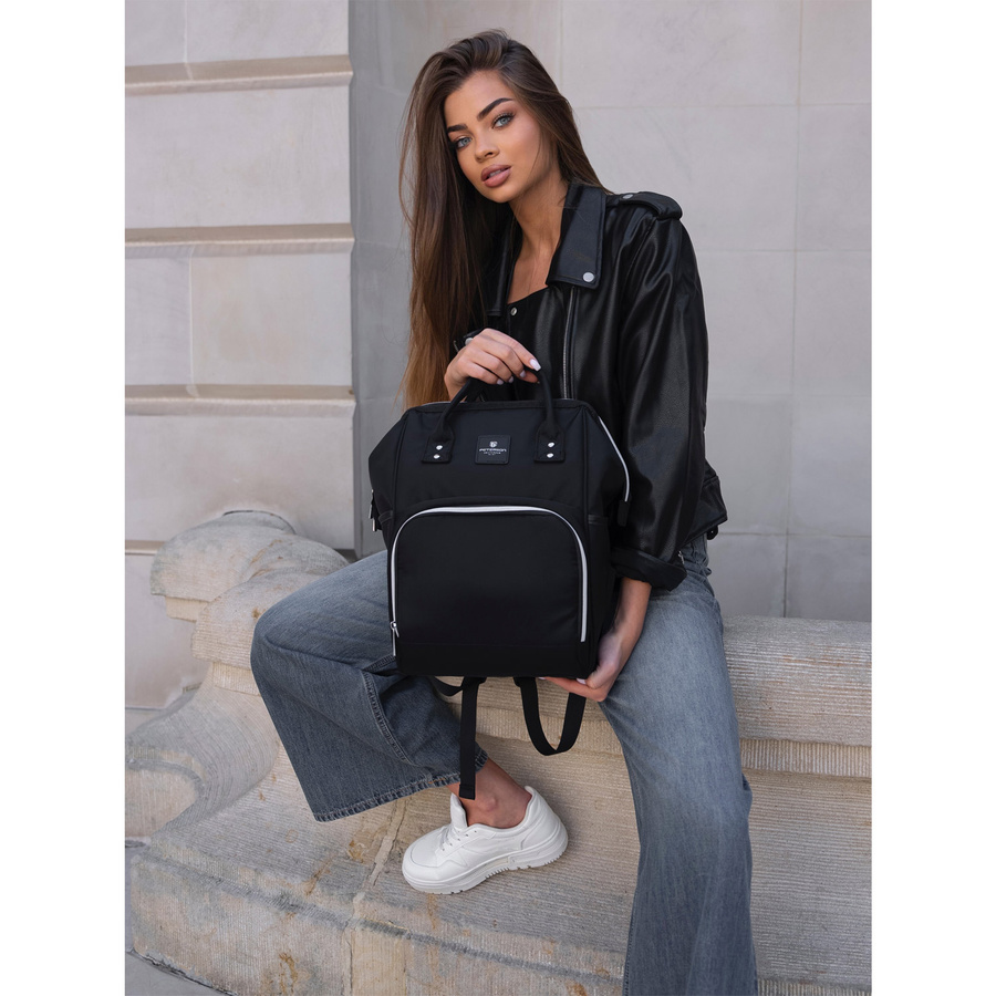 Schwarzer Rucksack aus Polyester mit Griffen zur Befestigung am Kinderwagen - Peterson – Bild 5