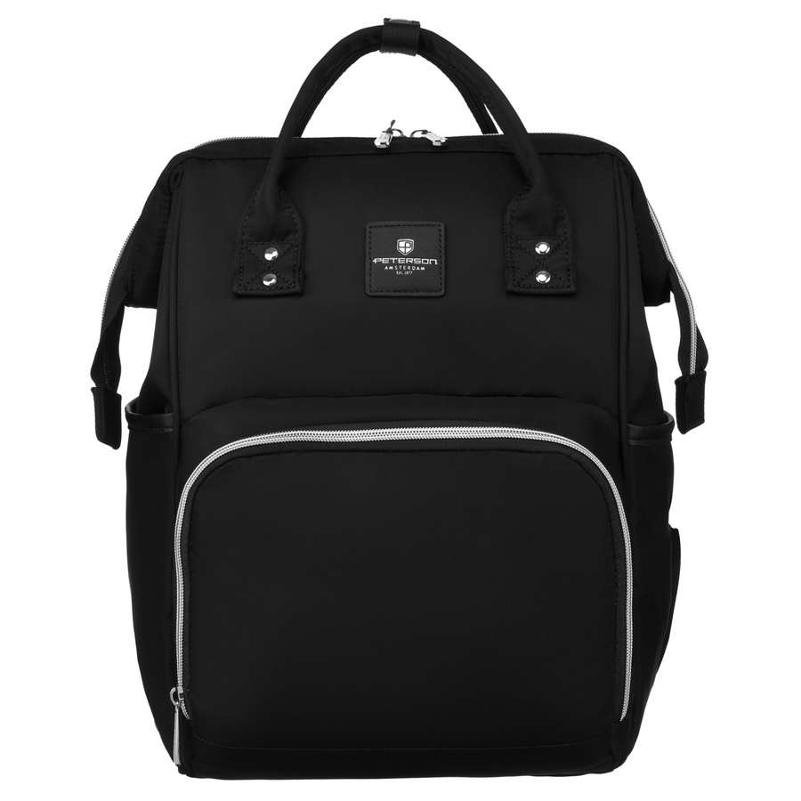 Schwarzer Rucksack aus Polyester mit Griffen zur Befestigung am Kinderwagen - Peterson – Bild 3