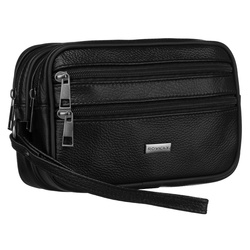 Handgelenktasche aus Echtleder in Schwarz – Rovicky