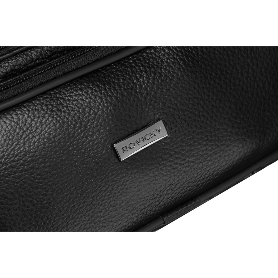 Schwarze Herren-Handgelenktasche aus Echtleder mit praktischem Tragegriff – Rovicky – Bild 9