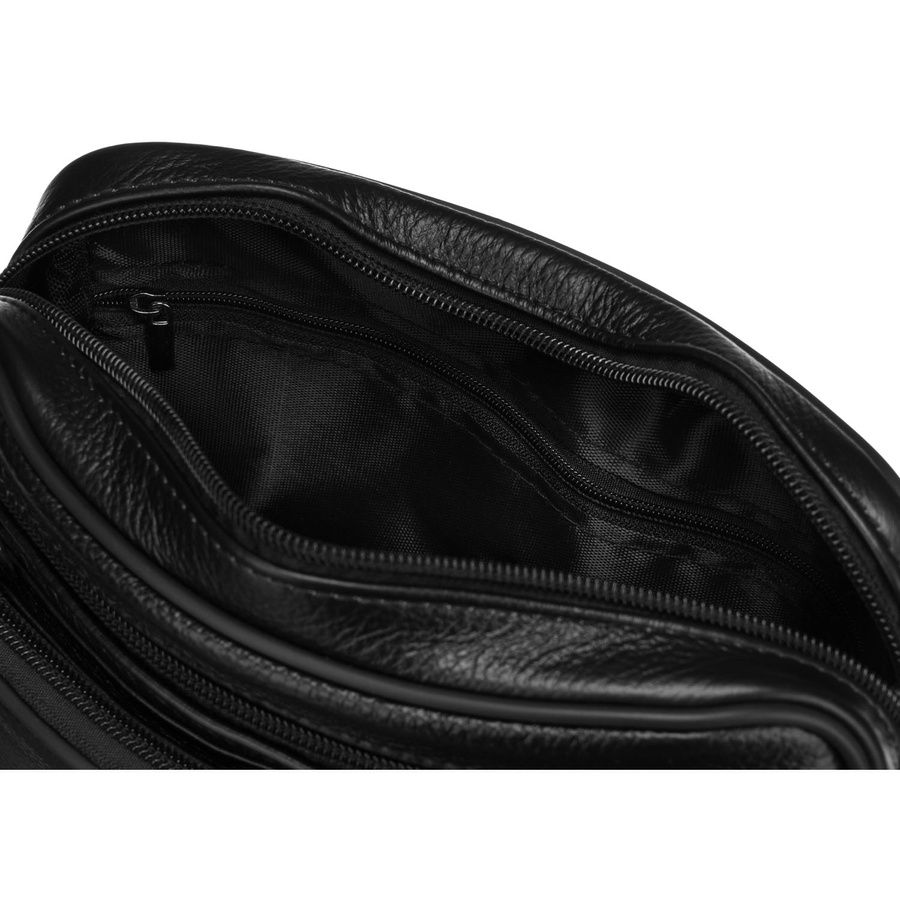 Schwarze Herren-Handgelenktasche aus Echtleder mit praktischem Tragegriff – Rovicky – Bild 10