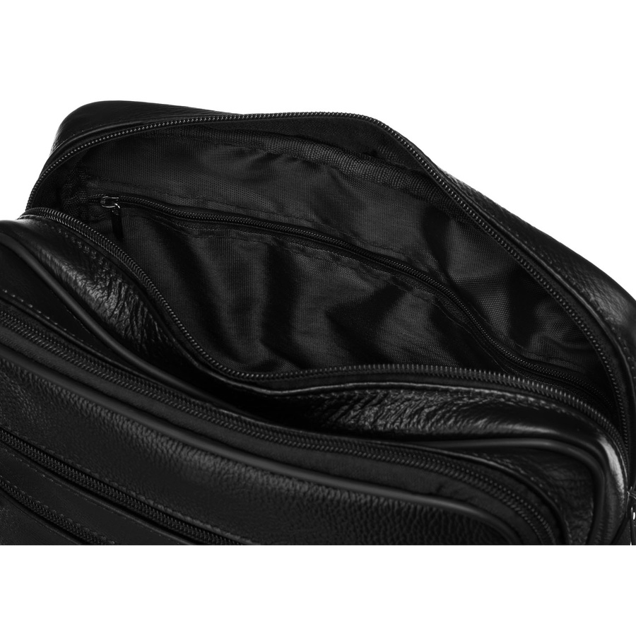 Schwarze Herren-Handgelenktasche aus Echtleder mit Außentaschen – Rovicky – Bild 12