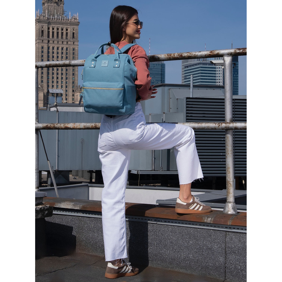 Blauer Damen Rucksack mit einem Hauptfach aus Polyester, ideal als Handgepäck – Peterson – Bild 29