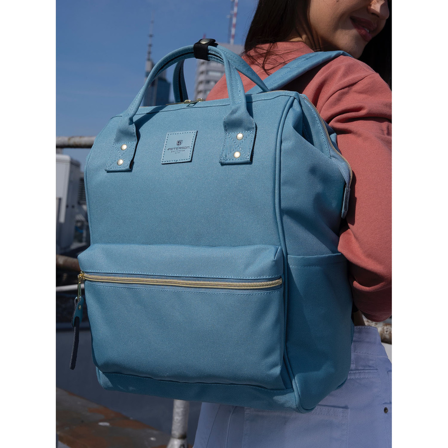 Blauer Damen Rucksack mit einem Hauptfach aus Polyester, ideal als Handgepäck – Peterson – Bild 26