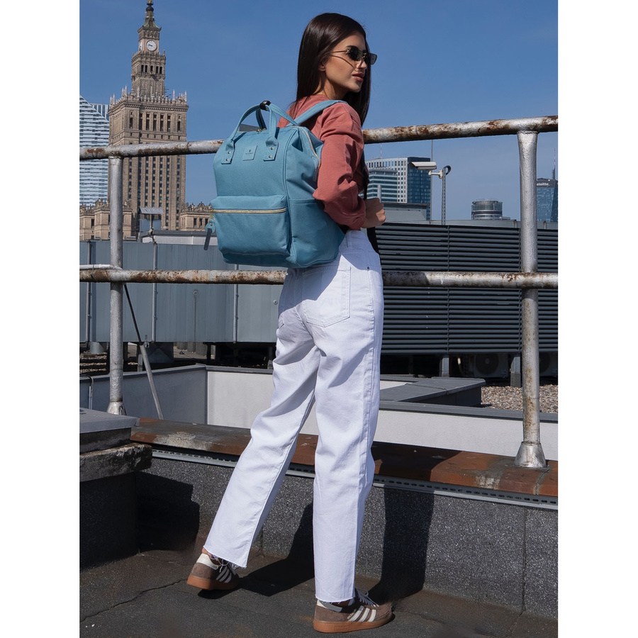 Blauer Damen Rucksack mit einem Hauptfach aus Polyester, ideal als Handgepäck – Peterson – Bild 27