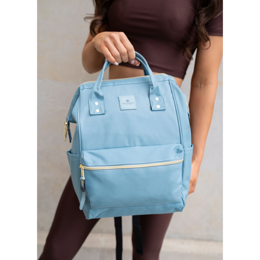 Blauer Damen Rucksack mit einem Hauptfach aus Polyester, ideal als Handgepäck – Peterson – Bild 18