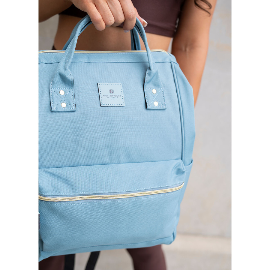 Blauer Damen Rucksack mit einem Hauptfach aus Polyester, ideal als Handgepäck – Peterson – Bild 25