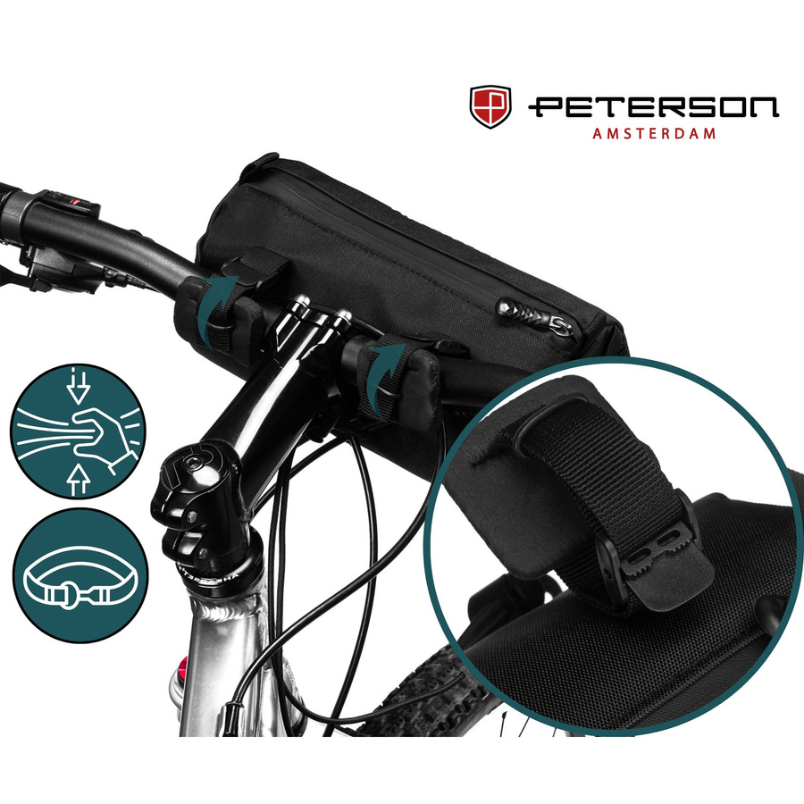 Schwarze, wasserdichte Fahrradtasche für den Lenker - Peterson – Bild 2