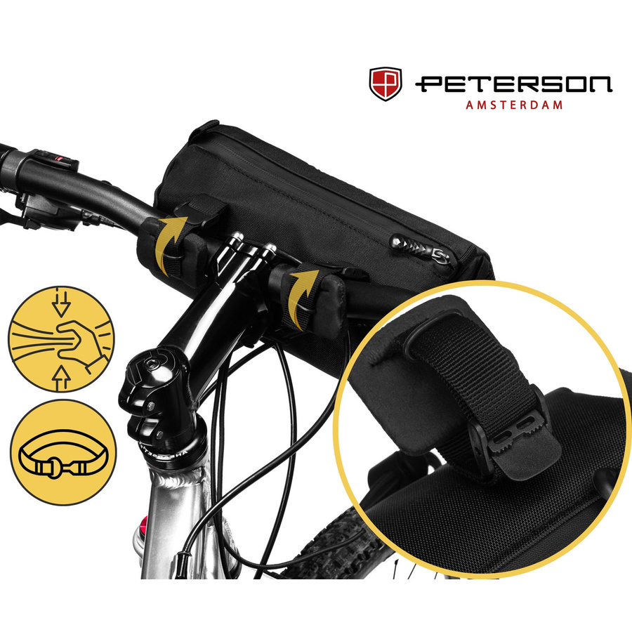 Schwarze, wasserdichte Fahrradtasche für den Lenker - Peterson – Bild 6
