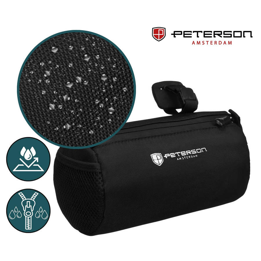 Schwarze, wasserdichte Fahrradtasche für den Lenker - Peterson – Bild 4