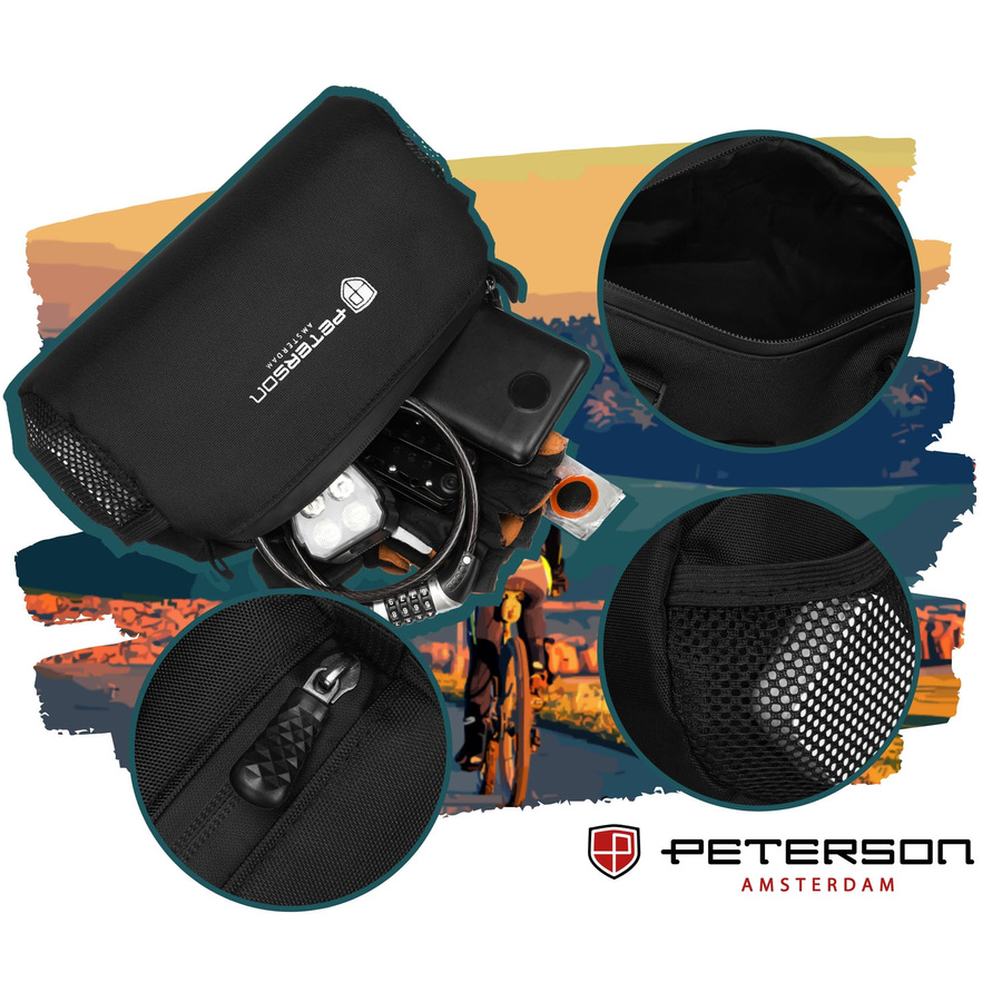 Schwarze, wasserdichte Fahrradtasche für den Lenker - Peterson – Bild 5