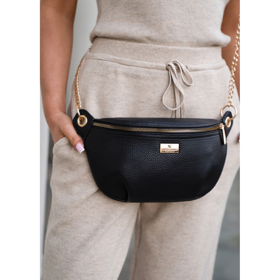 Damen-Gürteltasche aus Öko-Leder in Schwarz, ein Hauptfach – Peterson – Bild 13