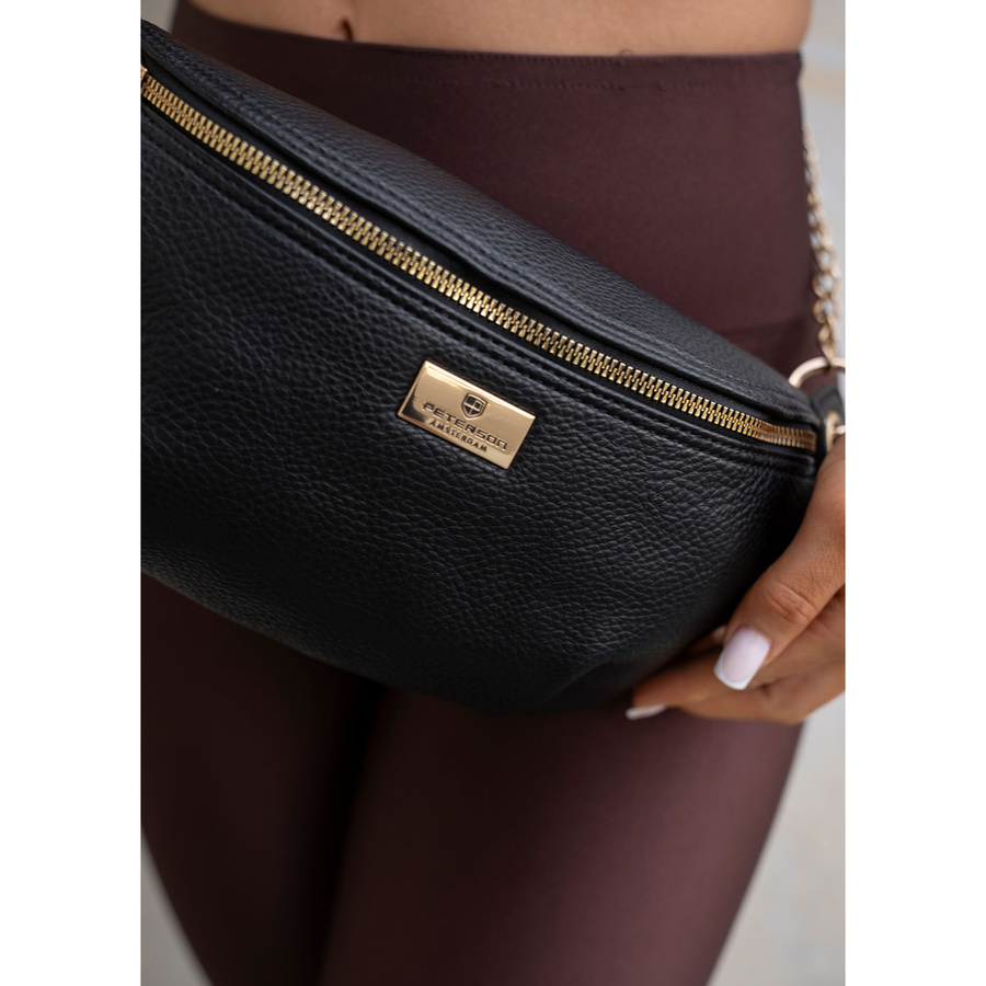 Damen-Gürteltasche aus Öko-Leder in Schwarz, ein Hauptfach – Peterson – Bild 22