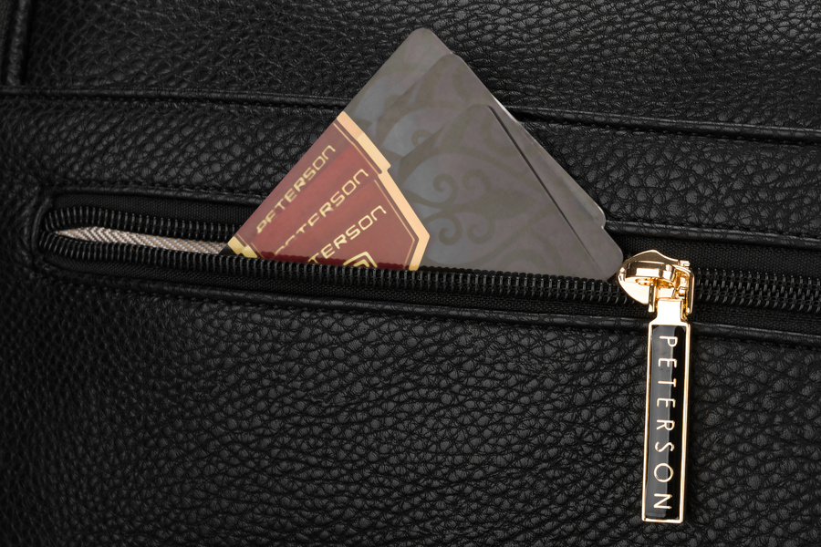 Schwarze Damen-Gürteltasche aus Öko-Leder mit Rücktasche – Peterson – Bild 26
