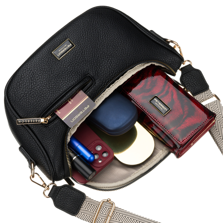 Schwarze Damen-Gürteltasche aus Öko-Leder mit Rücktasche – Peterson – Bild 29