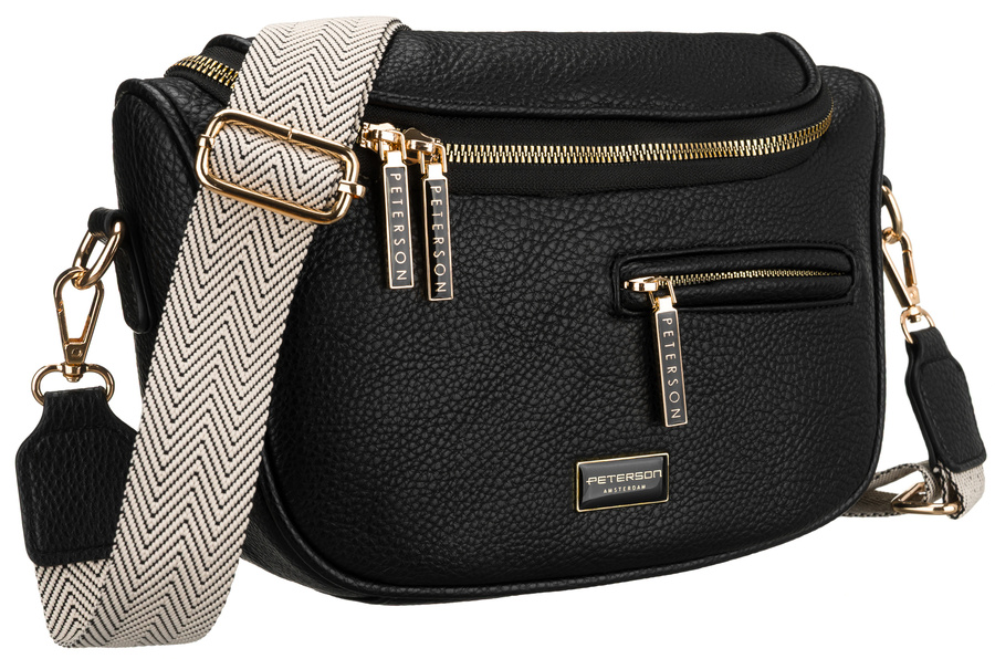 Schwarze Damen-Gürteltasche aus Öko-Leder mit Rücktasche – Peterson – Bild 12