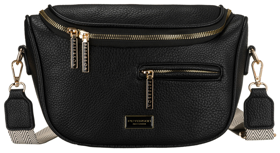 Schwarze Damen-Gürteltasche aus Öko-Leder mit Rücktasche – Peterson – Bild 15