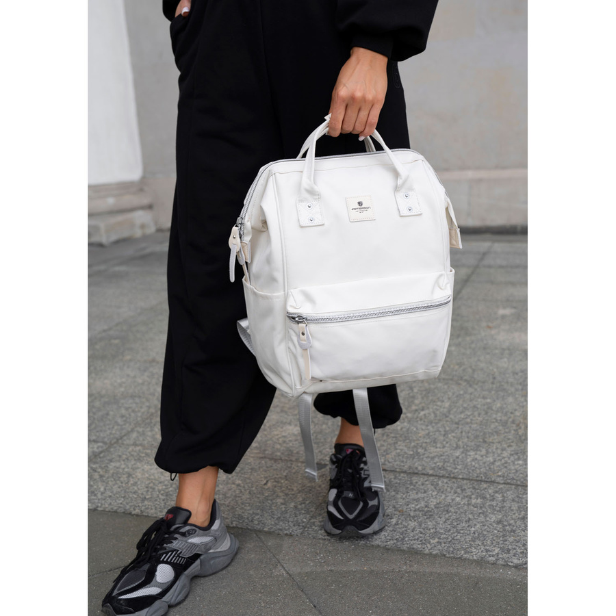 Damen Rucksack aus Polyester in Ecru mit Laptopfach und USB-Anschluss – Peterson – Bild 24