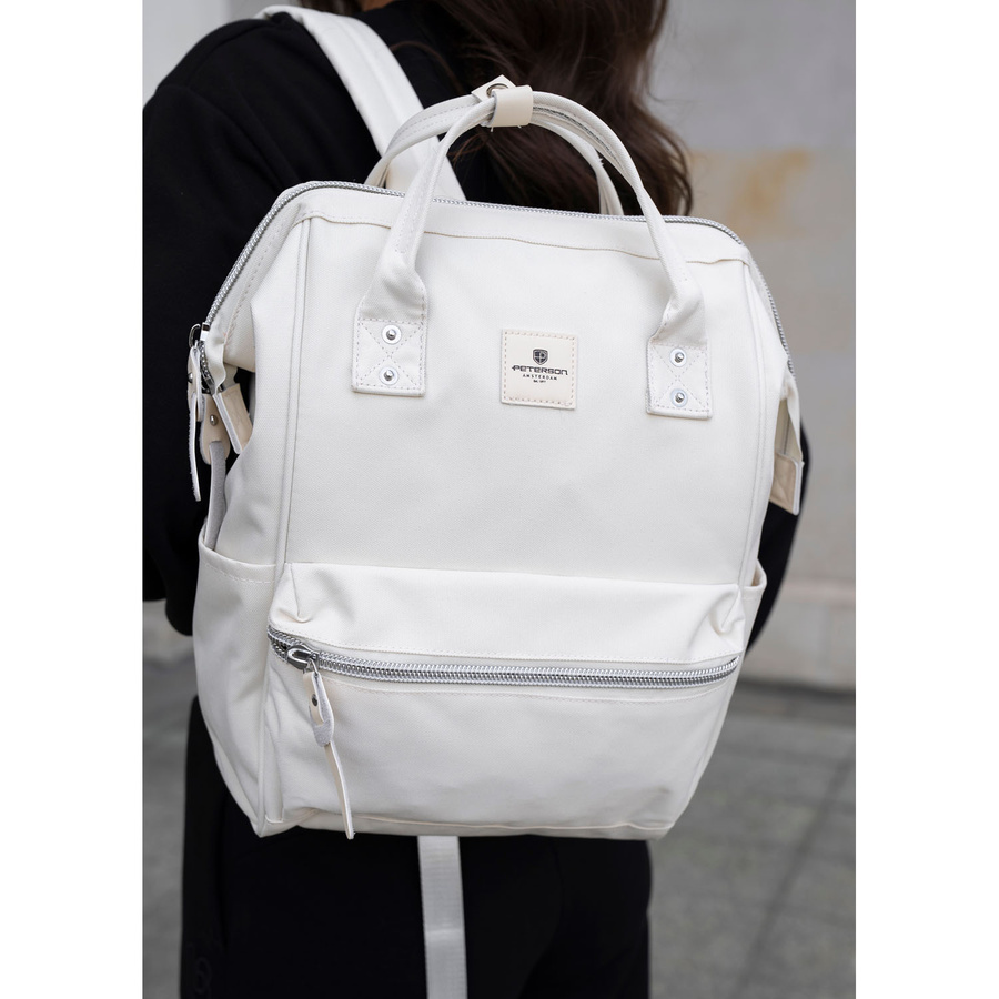 Damen Rucksack aus Polyester in Ecru mit Laptopfach und USB-Anschluss – Peterson – Bild 22