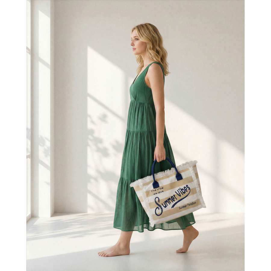 Große Strandtasche mit Reißverschluss weiß-beige Shopper Bag - Peterson – Bild 26