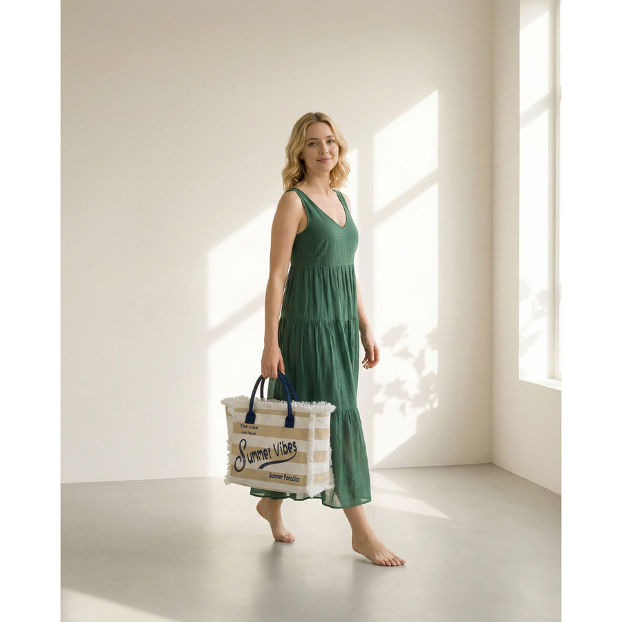 Große Strandtasche mit Reißverschluss weiß-beige Shopper Bag - Peterson – Bild 27