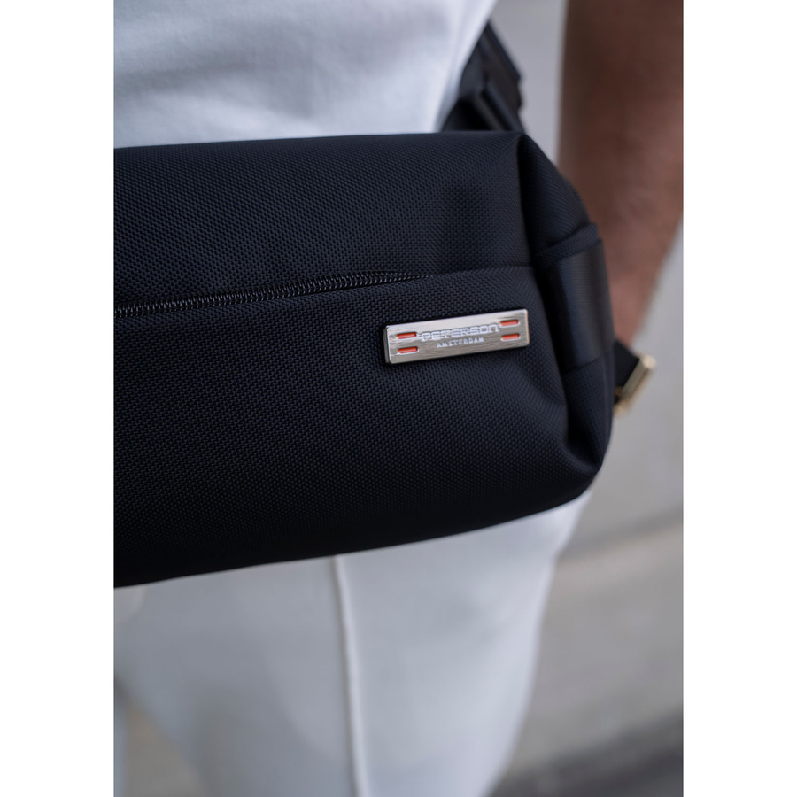 Schwarze Herren-Geldbörse Umhängetasche klein städtische Umhängetasche mit Reißverschluss Bauchtasche Crossbody leicht - Peterson – Bild 21